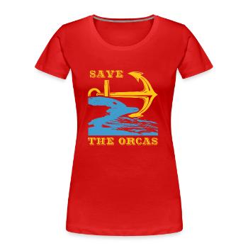 RETTET DELFINE DIE ORCAS - Frauen Premium Bio T-Shirt - Rot - Vorne - Mia (176cm)