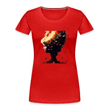 Explosion der Gedanken - Frauen Premium Bio T-Shirt - Rot - Vorne - Mia (176cm)