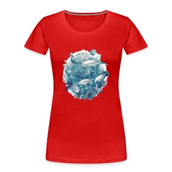 Kreaturen des Ozeans - Frauen Premium Bio T-Shirt - Rot - Vorne - Mia (176cm)
