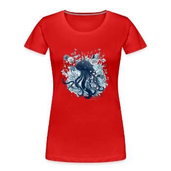 Der Oktopus - Frauen Premium Bio T-Shirt - Rot - Vorne - Mia (176cm)