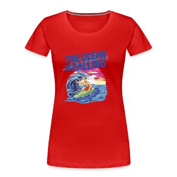Ocean Design - Frauen Premium Bio T-Shirt - Rot - Vorne - Mia (176cm)