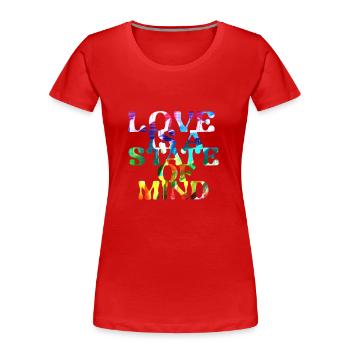 l’amour est un état d’, LGBT,regenbogen,bunt - T-shirt bio Premium Femme - rouge - Devant - Mia (176cm)