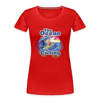 Ocean Design - Frauen Premium Bio T-Shirt - Rot - Vorne - Mia (176cm)