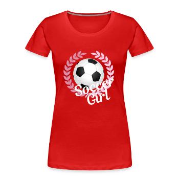 Soccer Girl, women soccer, women football, sport - Women's Premium Organic T-Shirt - red - Front - Mia (176cm)