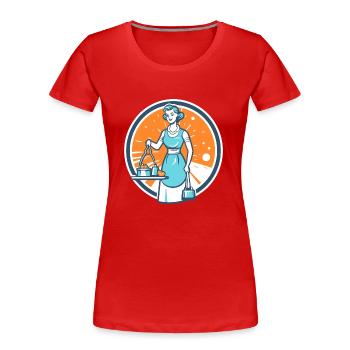 Femme de ménage des années 60 - T-shirt bio Premium Femme - rouge - Devant - Mia (176cm)