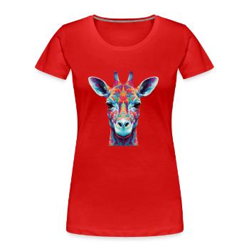 Psychedelische Giraffe - Frauen Premium Bio T-Shirt - Rot - Vorne - Mia (176cm)