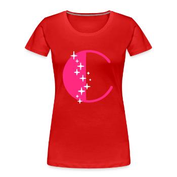 Letter C Glitter - Women's Premium Organic T-Shirt - red - Front - Mia (176cm)