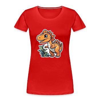 Karikatur-Dinosaurier - Frauen Premium Bio T-Shirt - Rot - Vorne - Mia (176cm)