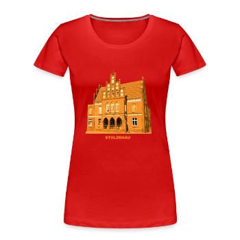 Hôtel de ville de Stolzenau, Nienburg Weser, Basse-Saxe - T-shirt bio Premium Femme - rouge - Devant - Mia (176cm)