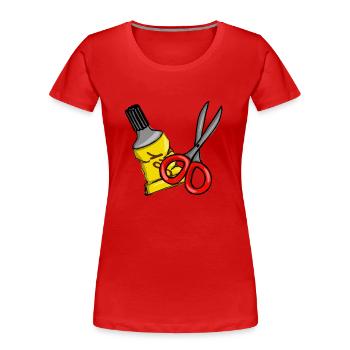 Scissors and glue - Women's Premium Organic T-Shirt - red - Front - Mia (176cm)