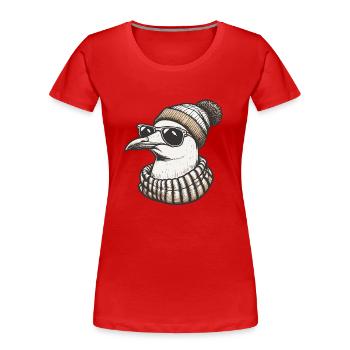 Mouette fraîche avec lunettes de soleil et casquette - T-shirt bio Premium Femme - rouge - Devant - Mia (176cm)