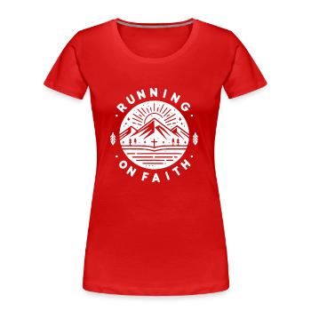 Running on Faith - Women's Premium Organic T-Shirt - red - Front - Mia (176cm)