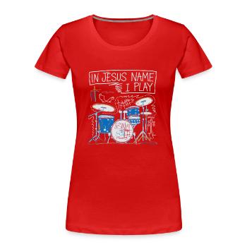 Rhythmus für den Glauben - Frauen Premium Bio T-Shirt - Rot - Vorne - Mia (176cm)