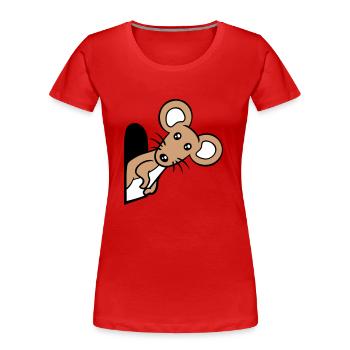 Trou de souris Trou de souris Trou de souris Peeps Mignon Drôle Bande dessinée - T-shirt bio Premium Femme - rouge - Devant - Mia (176cm)
