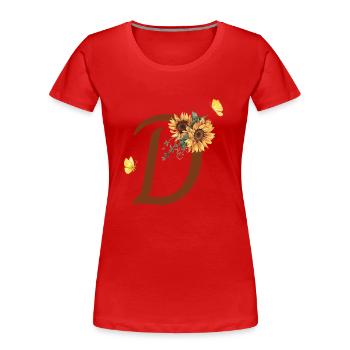 Buchstabe d Sonnenblume Schmetterling - Frauen Premium Bio T-Shirt - Rot - Vorne - Mia (176cm)
