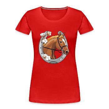 Horse head with a red mane in a frame - Women's Premium Organic T-Shirt - red - Front - Mia (176cm)