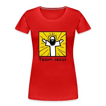 Team Jesus Doodle - Women's Premium Organic T-Shirt - red - Front - Mia (176cm)