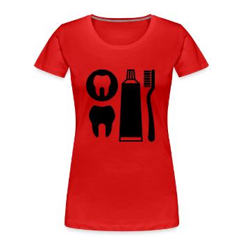 Zahnpflege - Frauen Premium Bio T-Shirt - Rot - Vorne - Mia (176cm)