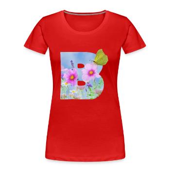 fleurs de printemps papillon b - T-shirt bio Premium Femme - rouge - Devant - Mia (176cm)