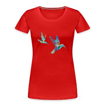 kolibri ,vögel ,aquarell, blau, graffiti, vogel - Frauen Premium Bio T-Shirt - Rot - Vorne - Mia (176cm)