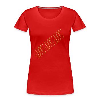 gold rain, gold, goldener regen, coole idee - Frauen Premium Bio T-Shirt - Rot - Vorne - Mia (176cm)