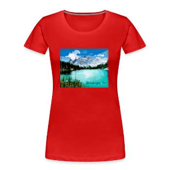 Obernberger See,landschaft,see,Tirol - Frauen Premium Bio T-Shirt - Rot - Vorne - Mia (176cm)