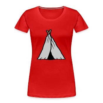 Primitives Zelt Ausflug Reise - Frauen Premium Bio T-Shirt - Rot - Vorne - Mia (176cm)