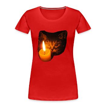 ZoffArt CAT & CANDLE - Frauen Premium Bio T-Shirt - Rot - Vorne - Mia (176cm)
