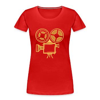 Old film camera icon, hand-drawn. Cameraman - Women's Premium Organic T-Shirt - red - Front - Mia (176cm)