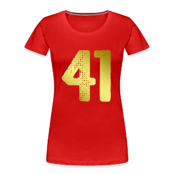 41 Maillot numéro - T-shirt bio Premium Femme - rouge - Devant - Mia (176cm)