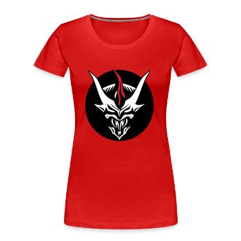 Dämonisches Monster (3. Horn personalisierbar) - Frauen Premium Bio T-Shirt - Rot - Vorne - Mia (176cm)