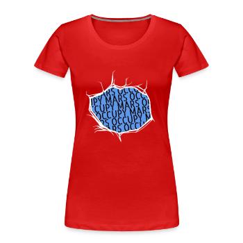 gift idea jokes planets physics space ship - Frauen Premium Bio T-Shirt - Rot - Vorne - Mia (176cm)