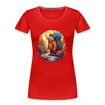 Le rat-taupe migre vers la cible - T-shirt bio Premium Femme - rouge - Devant - Mia (176cm)