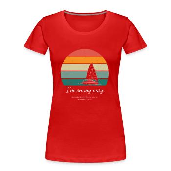 J’arrive - T-shirt bio Premium Femme - rouge - Devant - Mia (176cm)