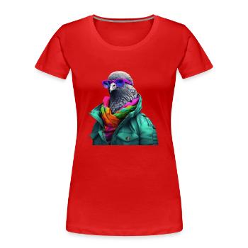 Dove with Sunglasses Colorful Cool Doves Bird - Women's Premium Organic T-Shirt - red - Front - Mia (176cm)