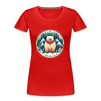 Cute Bear In Ornament, Love Bears - Women's Premium Organic T-Shirt - red - Front - Mia (176cm)