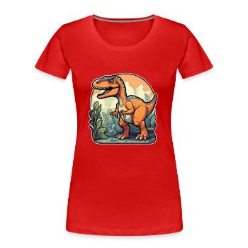 Karikatur-Dinosaurier - Frauen Premium Bio T-Shirt - Rot - Vorne - Mia (176cm)