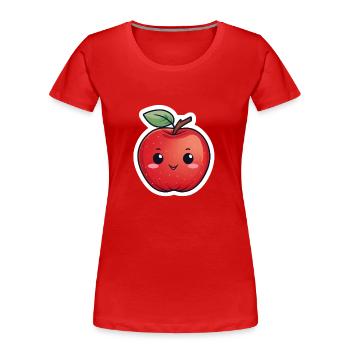 Apfel rot kawaii - Frauen Premium Bio T-Shirt - Rot - Vorne - Mia (176cm)