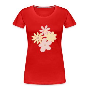 Gezeichnete Blumen - Frauen Premium Bio T-Shirt - Rot - Vorne - Mia (176cm)