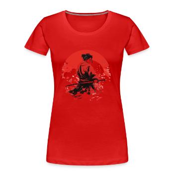 Japanische Kunst Kriegerin Onimusha - Frauen Premium Bio T-Shirt - Rot - Vorne - Mia (176cm)