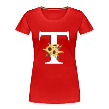 Sonnenblume Blumen T Brief - Frauen Premium Bio T-Shirt - Rot - Vorne - Mia (176cm)
