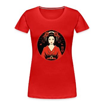 Geisha - Women's Premium Organic T-Shirt - red - Front - Mia (176cm)