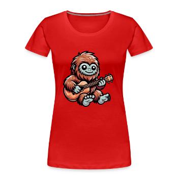 Bigfoot Playing Guitar - Frauen Premium Bio T-Shirt - Rot - Vorne - Mia (176cm)