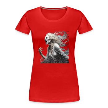 Gruseliges Halloween-partykostüm Banshee - T-shirt bio Premium Femme - rouge - Devant - Mia (176cm)