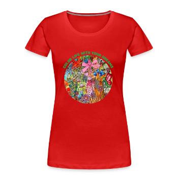 Farblebensdauer - Frauen Premium Bio T-Shirt - Rot - Vorne - Mia (176cm)