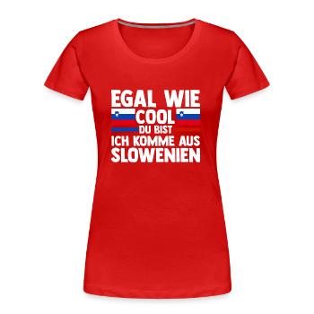 Slovènes Slovénie - T-shirt bio Premium Femme - rouge - Devant - Mia (176cm)