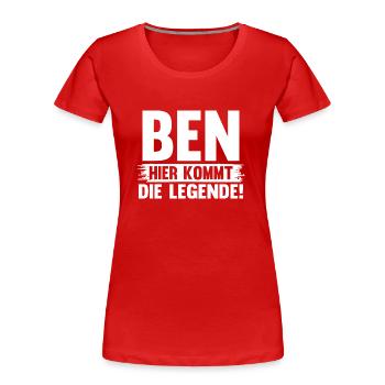 Vorname Ben - Frauen Premium Bio T-Shirt - Rot - Vorne - Mia (176cm)