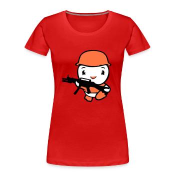 Ente Soldat Armee Berufssoldat Helm Waffe rennt - Frauen Premium Bio T-Shirt - Rot - Vorne - Mia (176cm)