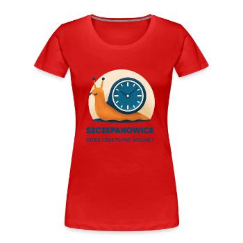 Szczepanowice – where time passes slower - Women's Premium Organic T-Shirt - red - Front - Mia (176cm)