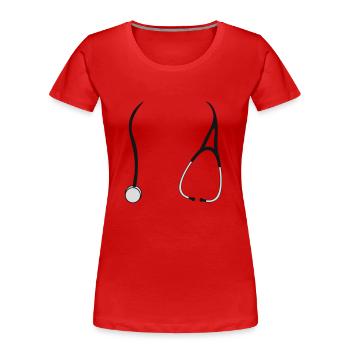 stéthoscopes - T-shirt bio Premium Femme - rouge - Devant - Mia (176cm)